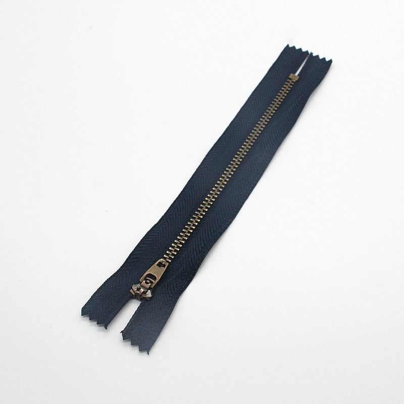 Leekayer 8 Inch Brass Zipper 3# Jeans Zipper Closed End Zipper for Boots Bags Backpack Sewing Zipper 8"" Bulk 6pcs (Navy-Brass) - Image 4
